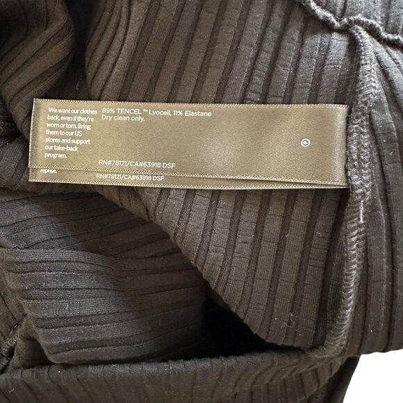 Eileen Fisher Black Ribbed Tencel Stretch Wide Leg Pants Pull-On L - Picture 6 of 6